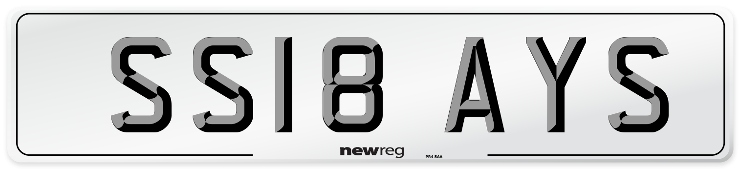 SS18 AYS Number Plate from New Reg